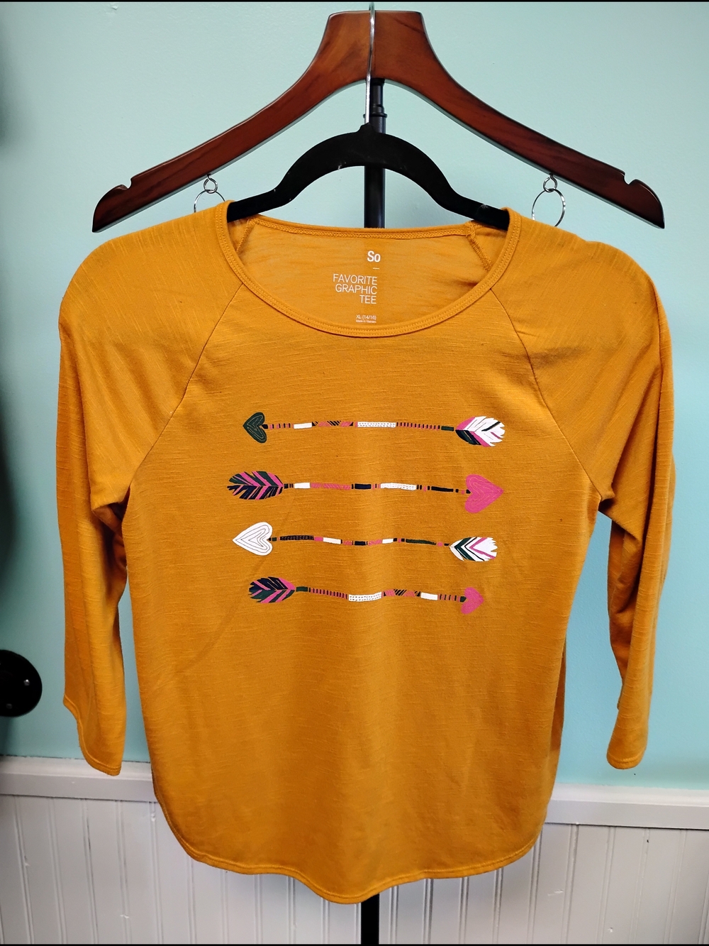 So Kids Favorite Graphic Tee - Mustard Yellow Arrow Print